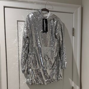 NWT PRESSEDATL Silver Sequin Dress
